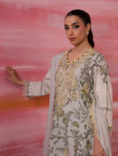 JADE FLORA LINEN SHAWL WINTER COLLECTION 25’