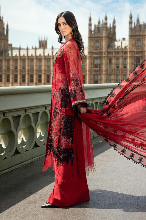 MARIA B Soiree Unstitched Embroidered Organza Suit WF-09-06-Red