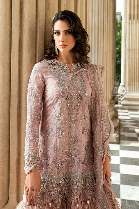 MARIA B Soiree Unstitched Embroidered Raw Silk Suit WF-09-05-Nude Pink
