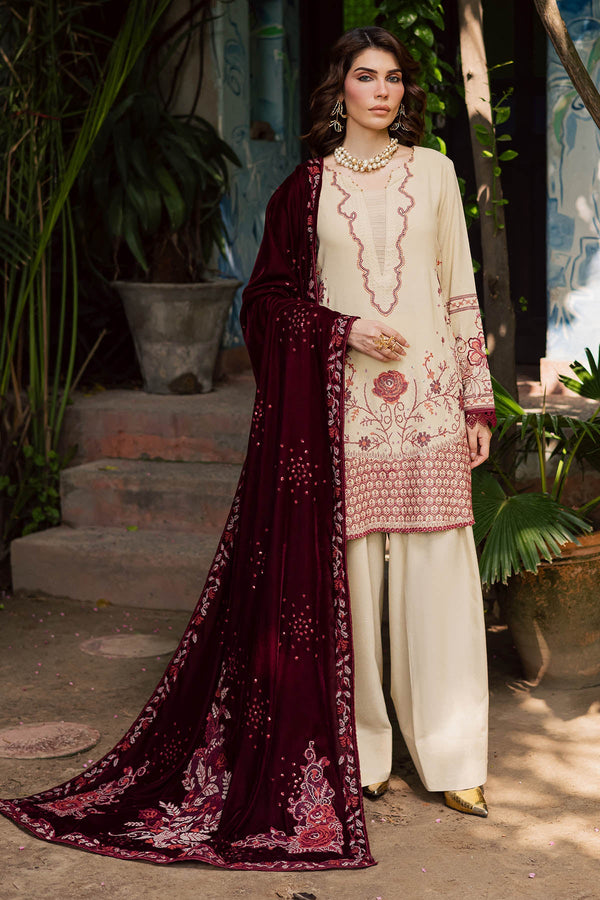 Nureh - Exclusive Luxury Unstitched Peach Leather Winter Collection - NE-181 - Unstitched