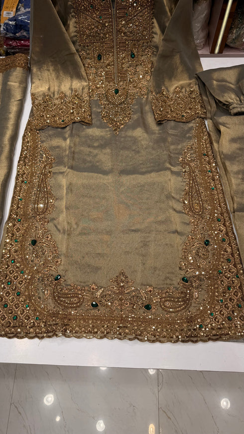 Royal Gold Embroidered Pakistani Suit- NL0102