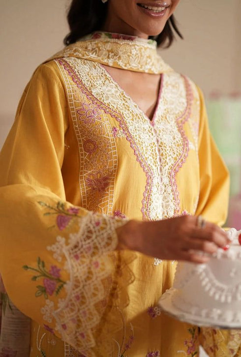 AJR SIGNATURE LAWN UN-STITCHED 3PC| HONEYDEW