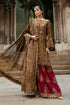 MARIA B Soiree Unstitched Embroidered Raw Silk Suit WF-09-04-Tambaku Brown