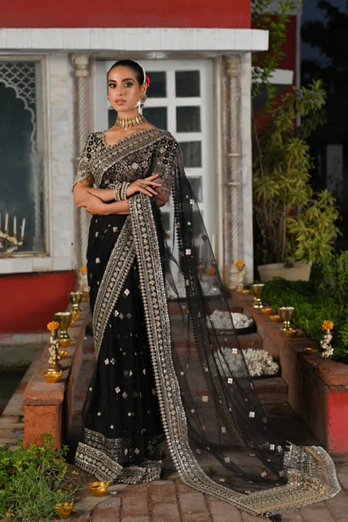 Qalamkar Wedding Formals | Bridal Collection 2024 | RF-08 | Black Saree