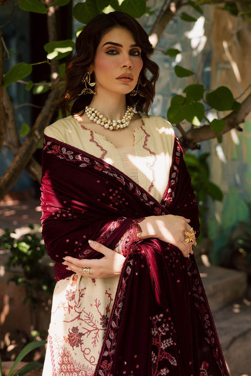 Nureh - Exclusive Luxury Unstitched Peach Leather Winter Collection - NE-181 - Unstitched