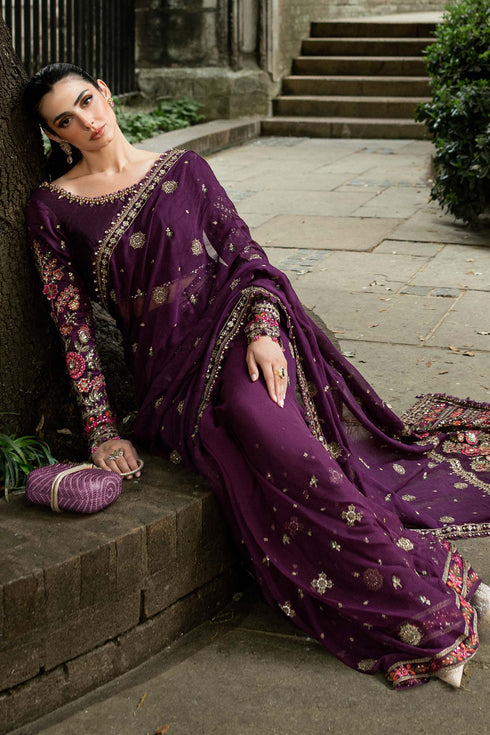 MARIA B Soiree Unstitched Embroidered Chiffon Saree WF-09-01-Purple