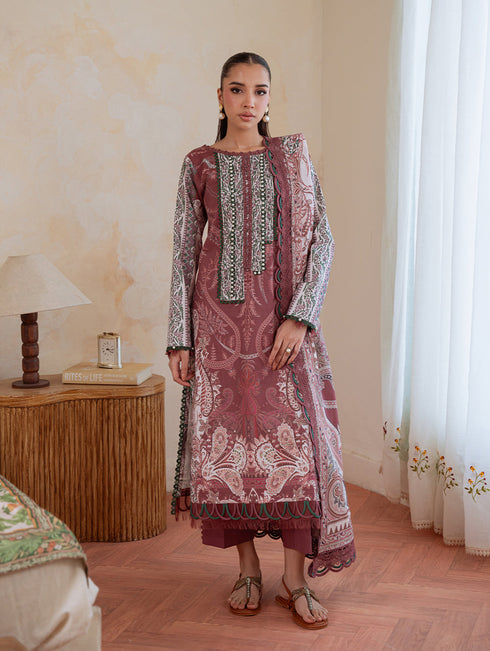 Jade Lumea Embroidered Cambric 2025 || MAROON