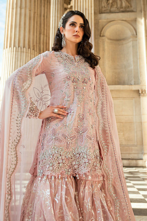 MARIA B Soiree Unstitched Embroidered Raw Silk Suit WF-09-05-Nude Pink