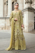 MARIA B Soiree Unstitched Embroidered Raw Silk Suit WF-09-08-Olive Green