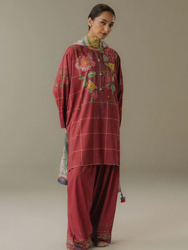 Zara Shahjahan Coco Prints Winter Edit V β Olive Hour-5B