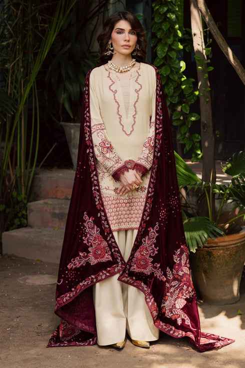 Nureh - Exclusive Luxury Unstitched Peach Leather Winter Collection - NE-181 - Unstitched