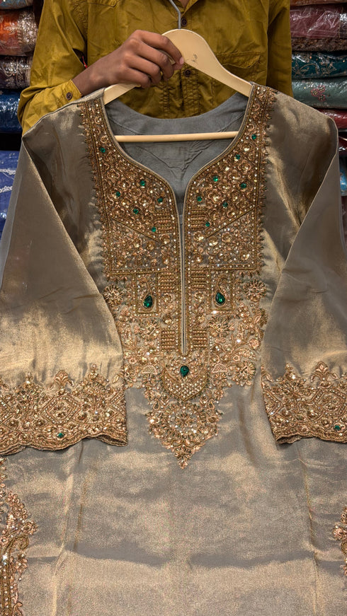 Royal Gold Embroidered Pakistani Suit- NL0102