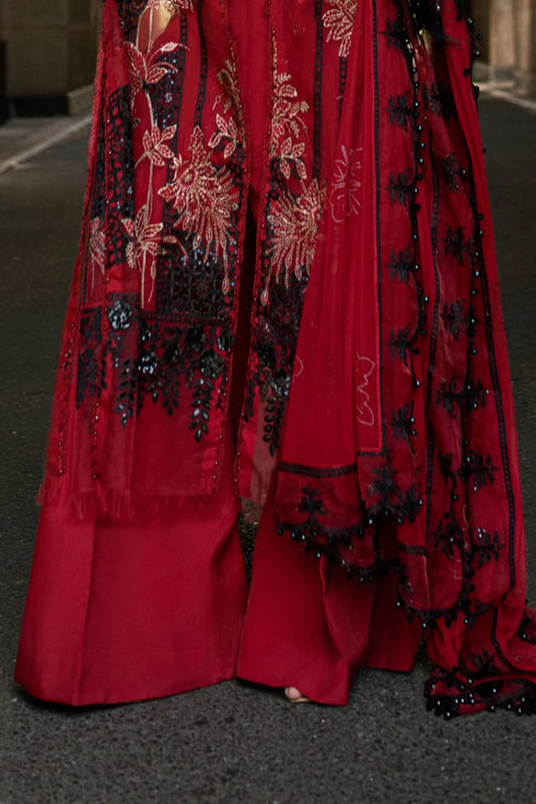 MARIA B Soiree Unstitched Embroidered Organza Suit WF-09-06-Red