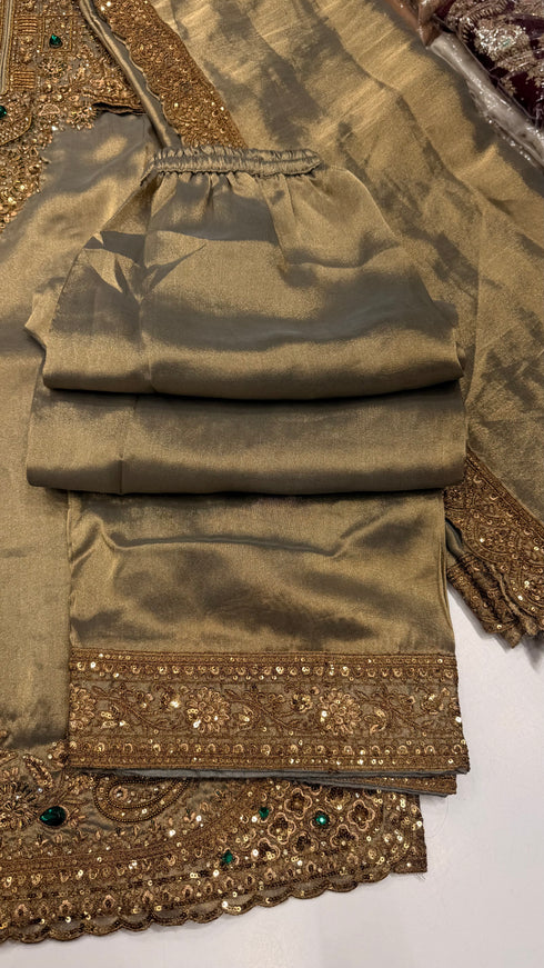 Royal Gold Embroidered Pakistani Suit- NL0102