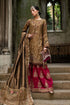MARIA B Soiree Unstitched Embroidered Raw Silk Suit WF-09-04-Tambaku Brown