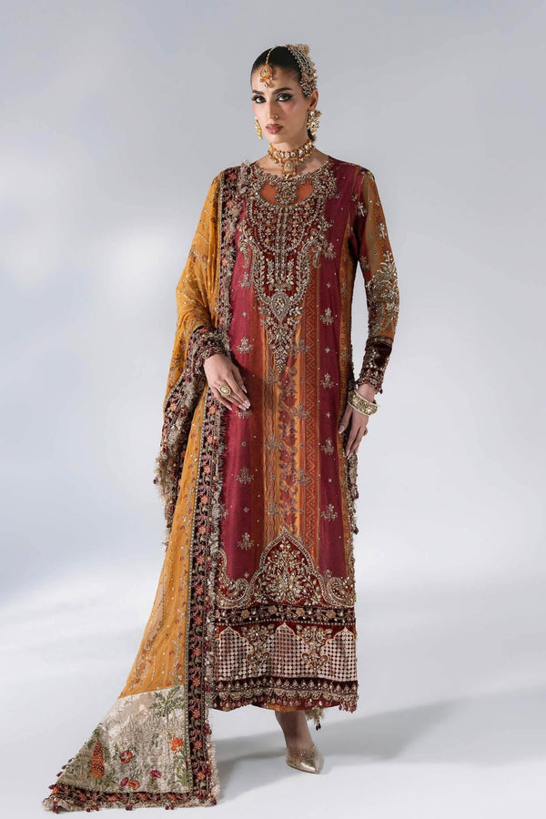 Maria B Mbroidered 3 Piece Unstitched Embroidered Raw Silk Suit